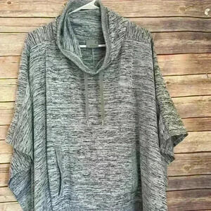 ATHLETA Heathered Gray Blissful Hooded Poncho Sweatshirt Womens Small